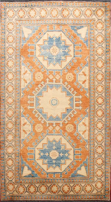 100% Vegetable Dye Super Kazak Oriental Area Rug 4x6