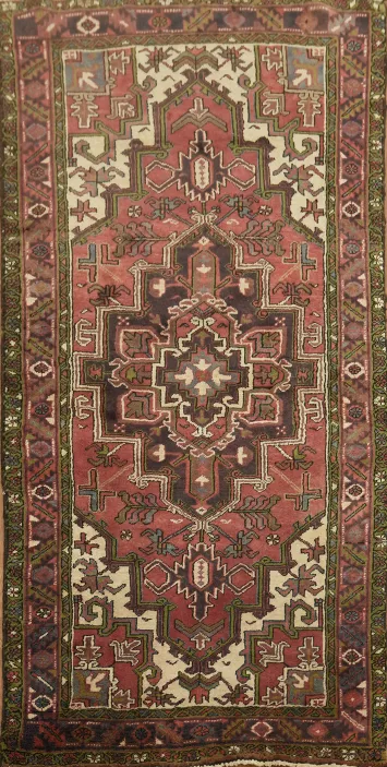 Geometric Heriz Persian Area Rug 4x7