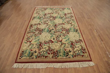 Vegetable Dye All-Over Floral Art Deco Oriental Area Rug 5x8