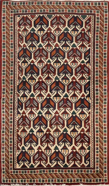 100% Vegetable Dye Geometric Sirjan Persian Area Rug 3x5