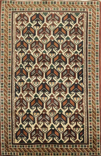 Vegetable Dye Geometric Sirjan Persian Rug 3x5