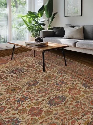 Pre-1900 Antique Vegetable Dye Sultanabad Persian Area Rug 9x12