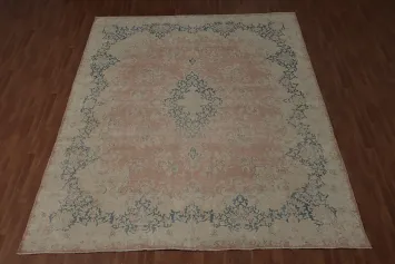 Distressed Kerman Persian Area Rug 10x13 with Delicate Design Accents