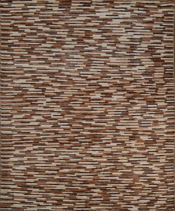 Modern Rustic Brown and Beige Textured Patterned Striped Rug