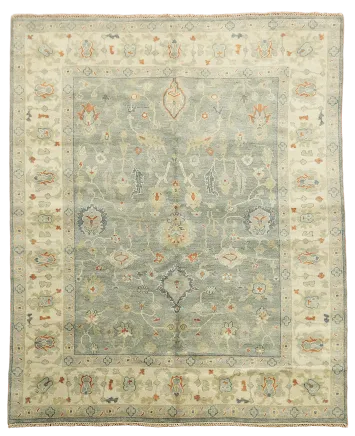 Traditional Light Blue Oushak Rug in Soft Pastel Tones 8'x10'
