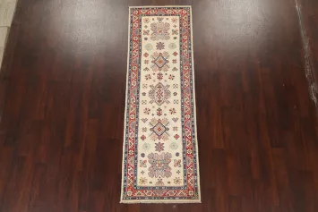Geometric Kazak Oriental Runner Rug 3x8