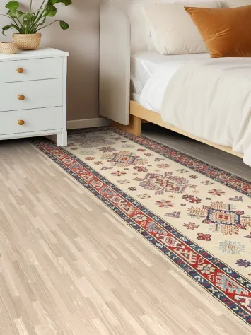 Geometric Kazak Oriental Runner Rug 3x8