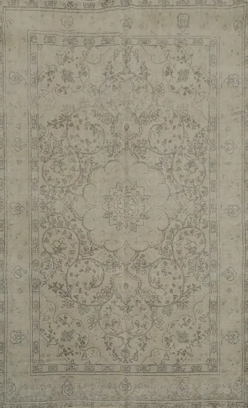 Timeless Traditional Design Distressed Persian Area Rug in Soft Neutral Tones 6x9