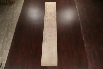 Muted Distressed Geometric Oushak Oriental Runner Rug 2x14