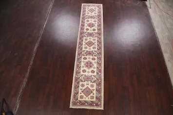 Geometric Kazak Oriental Runner Rug 3x12