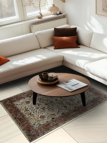 Vegetable Dye All-Over Floral Kashan Oriental Area Rug 4x6