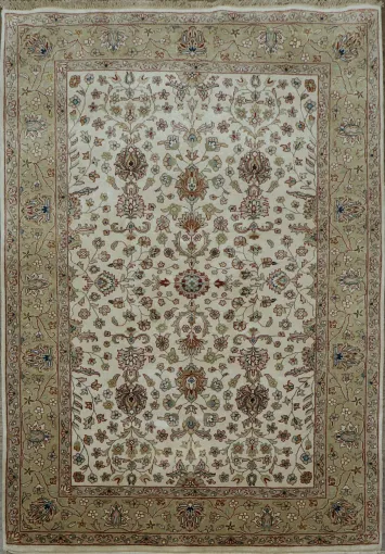 100% Vegetable Dye Floral Kashan Oriental Area Rug 4x6