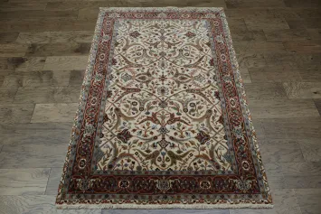 100% Vegetable Dye Floral Kashan Oriental Area Rug 4x6