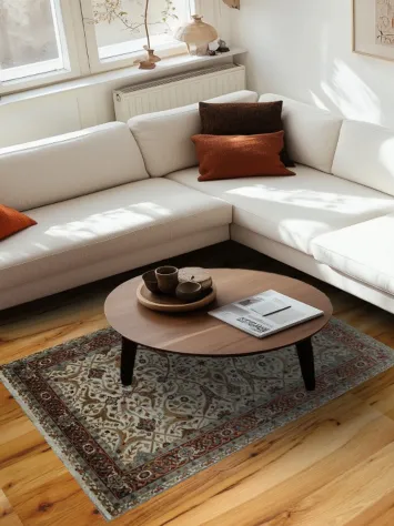 100% Vegetable Dye Floral Kashan Oriental Area Rug 4x6