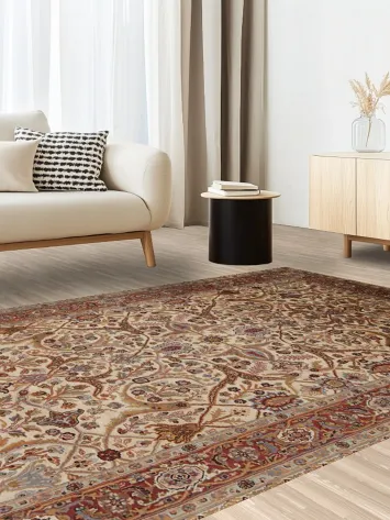 100% Vegetable Dye Floral Kashan Oriental Area Rug 6x9