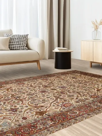 100% Vegetable Dye Floral Kashan Oriental Area Rug 6x9