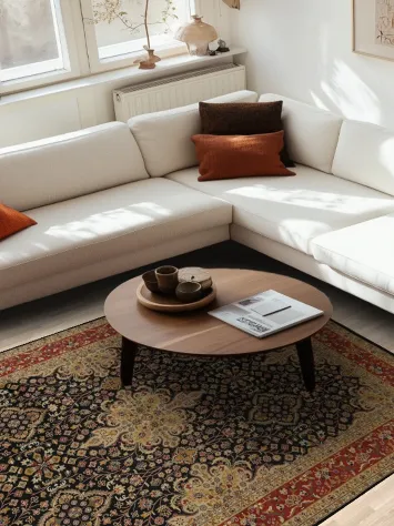 100% Vegetable Dye Floral Kashan Oriental Area Rug 6x9