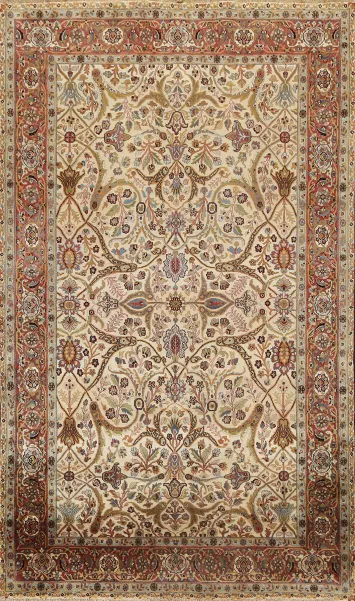 100% Vegetable Dye Floral Kashan Oriental Area Rug 6x9