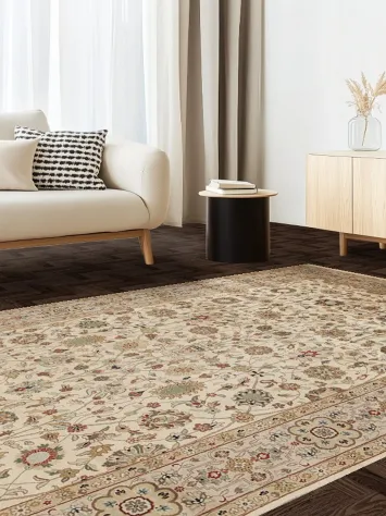 100% Vegetable Dye Floral Kashan Oriental Area Rug 6x10