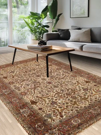 100% Vegetable Dye Floral Kashan Oriental Area Rug 6x9