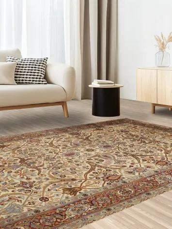 100% Vegetable Dye Floral Kashan Oriental Area Rug 6x9