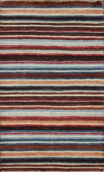 Stripe Gabbeh Kashkoli Oriental Area Rug 3x4