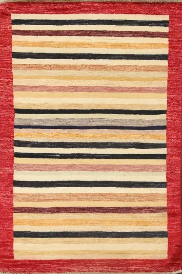 Modern Gabbeh Kashkoli Oriental Area Rug 4x6