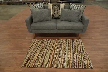 Elegant Modern Gabbeh Rug with Earthy Striped Design Pattern 3x5