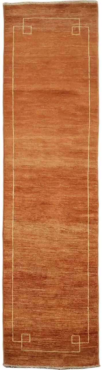 Luxurious Long Runner Rug in Terracotta and Cream Tones 3x9