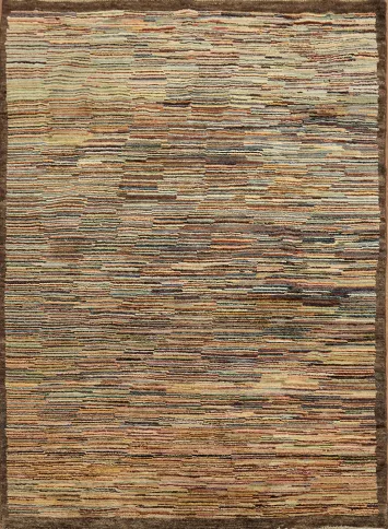 Abstract Gabbeh Kashkoli Striped Warmed Hue Rug 5x6
