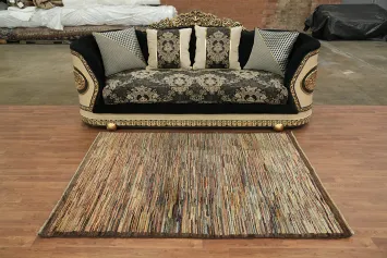 Abstract Gabbeh Kashkoli Striped Warmed Hue Rug 5x6