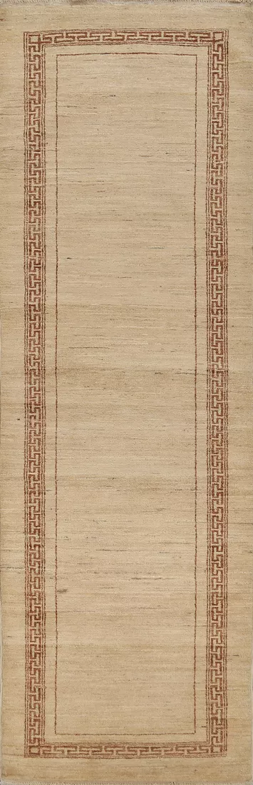 Bordered Gabbeh Kashkoli Runner Rug 3x9