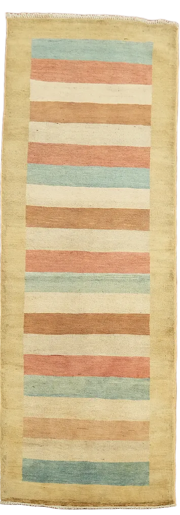 Pastel Stripes Gabbeh Kashkoli Runner Rug 3x7 ft