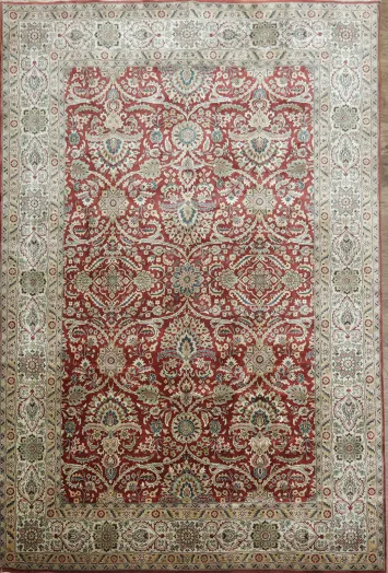 Classic Persian Rust Red Area Rug with Intricate Beige Traditional Patterns 7x10
