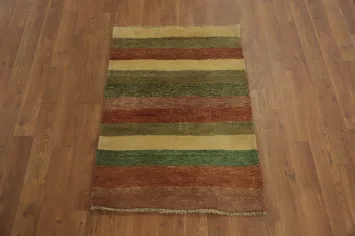 Striped Gabbeh Kashkoli Modern Accent Rug 2x3