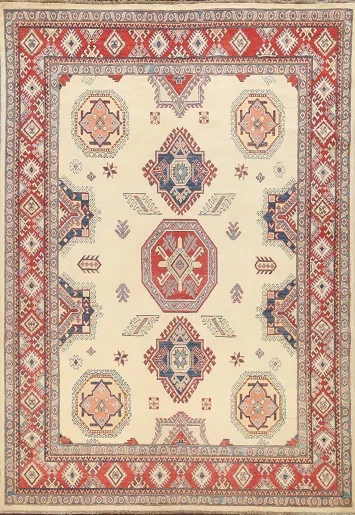 100% Vegetable Dye Super Kazak Oriental Area Rug 7x10