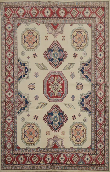 Exquisite Super Kazak Area Rug 7x10 with Intricate Symmetrical Designs