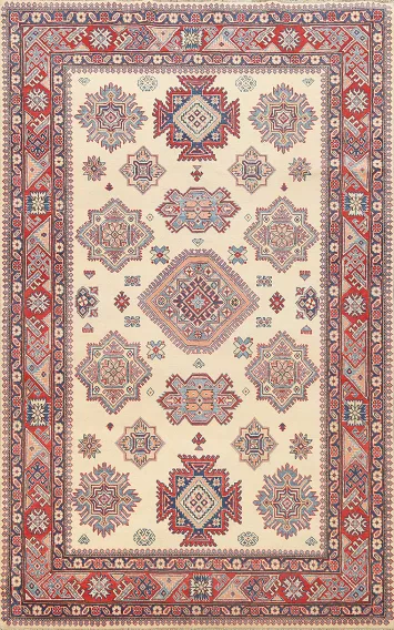 100% Vegetable Dye Super Kazak Oriental Area Rug 6x10