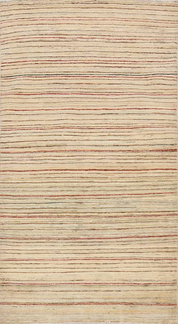 Contemporary Stripe Gabbeh Kashkoli Oriental Area Rug 3x5