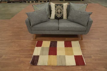 Checkered Contemporary Gabbeh Kashkoli Oriental Area Rug 3x4