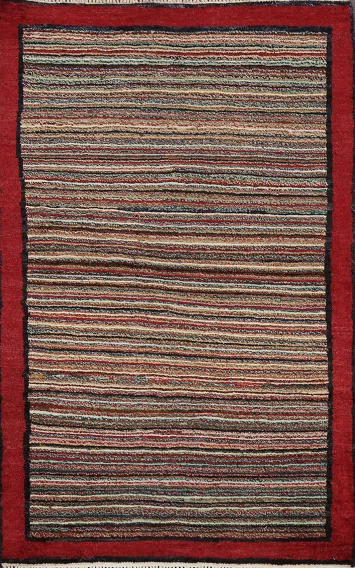 Contemporary Gabbeh Kashkoli Oriental Area Rug 3x4
