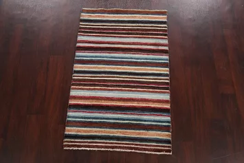 Stripe Contemporary Gabbeh Kashkoli Oriental Area Rug 3x4