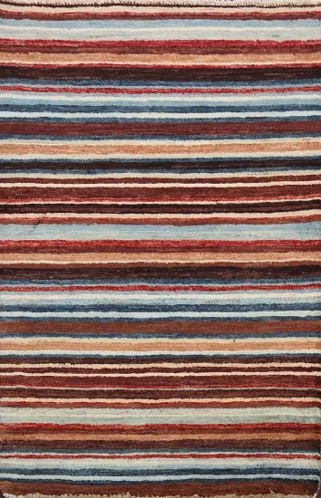Stripe Modern Gabbeh Kashkoli Oriental Area Rug 3x4