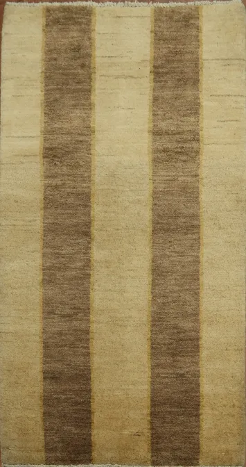 Natural Brown and Cream Oriental Stripes Runner Rug 2x5