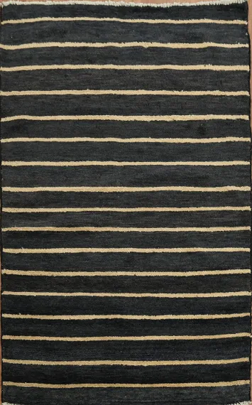 Stripe Modern Gabbeh Kashkoli Oriental Area Rug 3x4