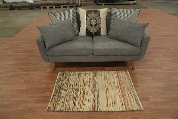 Modern Abstract Earth Tones Striped Rug 2x4