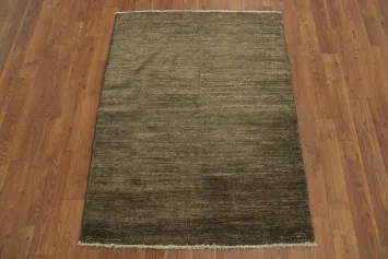 Elegant Dark Brown Solid Modern Wool Rug for Timeless Sophistication 3x4