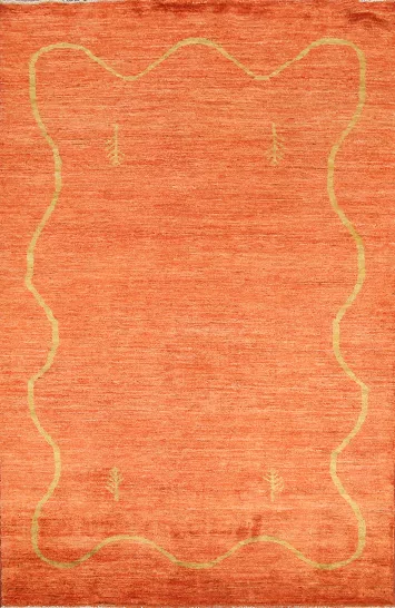 Contemporary Gabbeh Kashkoli Oriental Area Rug 4x6