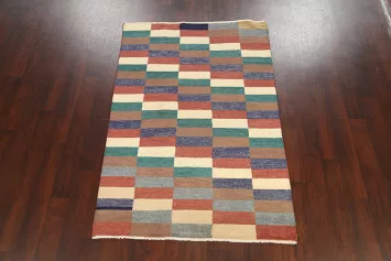Contemporary Gabbeh Kashkoli Oriental Area Rug 4x6