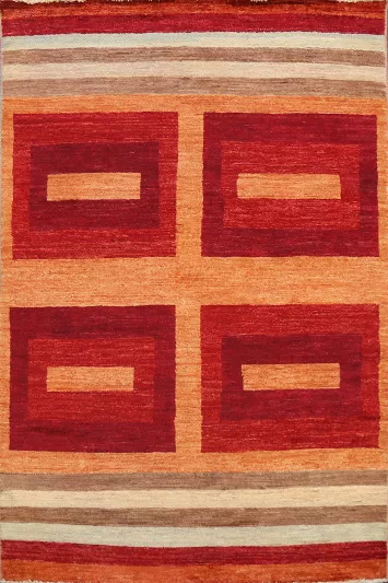Contemporary Gabbeh Kashkoli Oriental Area Rug 4x6